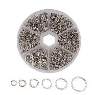 1600 pcs Iron Open Jump Rings, Metal Connectors for DIY Jewelry Crafting and Keychain Accessories, Platinum, 18~21 Gauge, 4~10x0.7~1mm, Inner Diameter: 2.6~8mm, about 1600pcs/box(IFIN-MSMC010-04P)