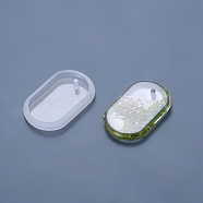 DIY Pendant Silicone Molds, Resin Casting Molds, Clay Craft Mold Tools, Oval, White, 52x35x7.5mm, Hole: 3mm(DIY-P028-03)