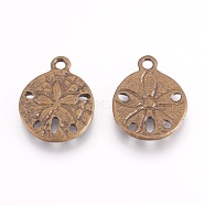 Tibetan Style Alloy Pendants, Sand Dollar, Cadmium Free & Nickel Free & Lead Free, Antique Bronze, 19x15x2mm, Hole: 2mm(X-TIBEP-GC017-AB-NR)