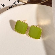 Alloy Enamel Earrings for Women, Square, 18x11mm(FS-WG85681-18)