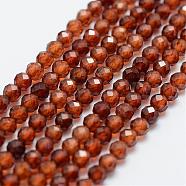 Natural Garnet Bead Strands, Round, Faceted, 3mm, Hole: 0.5mm, about 130pcs/strand, 15.3 inch(39cm)(G-G663-03-3mm)