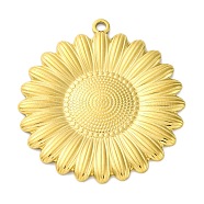 Ion Plating(IP) 304 Stainless Steel Pendants, Flower Charm, Real 18K Gold Plated, 38x35x2mm, Hole: 2mm(STAS-D194-13G)