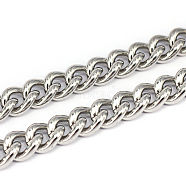 201 Stainless Steel Cuban Link Chains, Curb Chains, Unwelded, Stainless Steel Color, 10x8x2.2mm(CHS-L001-51-2.2mm)