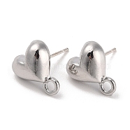 Silver Alloy Stud Earring Findings, with Horizontal Loops & 925 Sterling Silver Pin, Heart, 11.5x9.5mm, Pin: 10x0.6mm(EJEW-H108-01F-S)