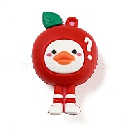 Cartoon PVC Plastic Pendants, Apple Duck Charm, Red, 49.5x30.5x23mm, Hole: 3mm(KY-D021-01A)