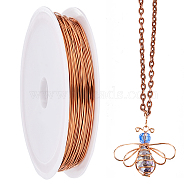 Eco-Friendly Copper Wire, Round Beading Wire, with Spool, Long-Lasting Plated, Rose Gold, 22 Gauge, 0.6mm, about 82.02 Feet(25m)/Bag(CWIR-SC0001-04D-RG)