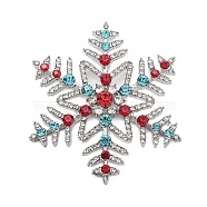 Christmas Alloy Rhinestone Cabochons, Golden, Snowflake, 53x47x6mm(FIND-U016-03P-01)