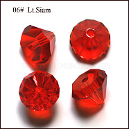 K9 Glass, Imitation Austrian Crystal Beads, Grade AAA, Faceted, Diamond, Red, 9.5~10x7~8mm, Hole: 0.9~1mm(SWAR-F075-10mm-06)