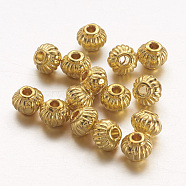 Tibetan Style Spacer Beads, Cadmium Free & Nickel Free & Lead Free, Lantern, Golden Color, about 5mm in diameter, 4mm long, hole: 1.5mm(LF0471Y-NFG)