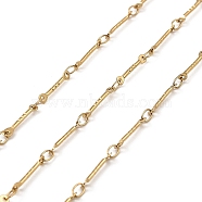 Ion Plating(IP) 304 Stainless Steel Rectangle Link Chains, Soldered, Textured, with Spool, Golden, 12.5x1x1mm, Ring: 2mm, about 10m/roll(CHS-G025-11G)