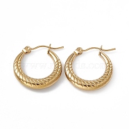 201 Stainless Steel Hoop Earrings with 304 Stainless Steel Pins for Women, Golden, 20.5x20x3.7mm, Pin: 0.7~0.8mm(EJEW-B016-11G)