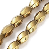 Synthetic Non-magnetic Hematite Beads Strands, Long-Lasting Plated, Twist, Golden Plated, 12~12.5x8~8.5mm, Hole: 1.2mm, about 32pcs/strand, 16.14''(41cm)(G-P545-G02-01F)