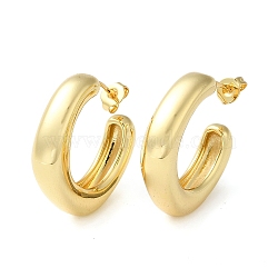 Brass Hoop Earrings, Long-Lasting Plated, Square, Real 18K Gold Plated, 21.5x23.3x6.4mm, Pin: 0.7mm(EJEW-D273-04G)