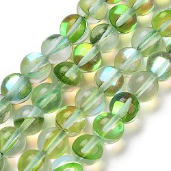 Transparent Glass Beads, Round, Glow in the Dark Beads, Yellow Green, 8mm, Hole: 1mm, about 45pcs/strand, 13.98''(35.5cm)(GLAA-B022-8mm-18)