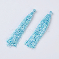 Polyester Tassel Pendants, Cyan, 88~96x8~20mm(FIND-P026-B02)