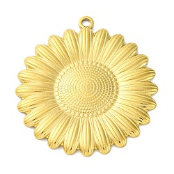 Ion Plating(IP) 304 Stainless Steel Pendants, Flower Charm, Real 18K Gold Plated, 38x35x2mm, Hole: 2mm(STAS-D194-13G)