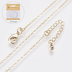 Long-Lasting Plated Brass Cable Chains Necklaces, with Lobster Claw Clasp, Nickel Free, Heart, Real 18K Gold Plated, 18.1 inch (46cm), 2mm, Heart Link: 3x2x0.7mm(X-NJEW-K112-02G-NF)