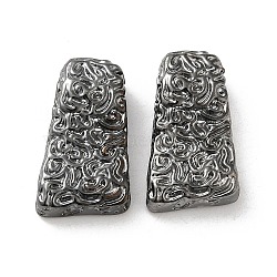 Textured Brass Beads, Trapezoid, Gunmetal, 18x10.5x6mm, Hole: 3.5x2.5mm(KK-H455-05B)