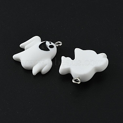 Halloween Themed Opaque Resin Pendants, Halloween Charm, with Platinum Alloy Loops, White, Ghost, 23x22x7mm, Hole: 2mm(X-RESI-CJC0006-028C)