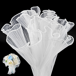 Wrinkled Wavy Polyester Flower Bouquets Wrapping Packaging, Suitable for Valentine's Day Gift Giving Decoration, White, 275~280mm, 4m/bag(FIND-WH0110-751A)
