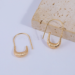 U-shaped Brass Dangle Earrings, with Wire Drawing Design, Golden, 30.5x19.3mm(WD6040)