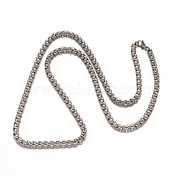 304 Stainless Steel Box Chain Necklaces, Stainless Steel Color, 27.56 inch(70cm)(NJEW-H421-4)
