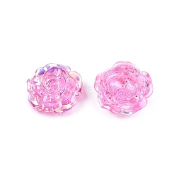 Transparent ABS Plastic Cabochons, Flower, Hot Pink, 19.5x7.5mm(KY-G019-03G)