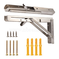 304 Stainless Steel Folding Shelf Brackets, with Plastic Plus & Iron Screws, Stainless Steel Color, 1.6~25x0.65~3.7x0.65~2.3cm, 20pcs/set(SW-TAC0001-12P)