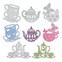 High Tea Carbon Steel Cutting Dies Stencils, for DIY Scrapbooking/Photo Album, Decorative Embossing DIY Paper Card, Matte Platinum Color, 64~75x75~95mm, 4pcs/set(DIY-DM0001-024)