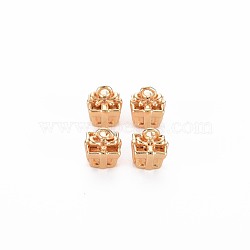 Brass Charms, Nickel Free, Gift Box, Real 18K Gold Plated, 6.5x5.5x5.5mm, Hole: 1mm(KK-S364-081)