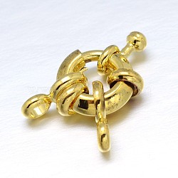 Brass Spring Ring Clasps, Golden, 14.5x6mm, Tube Bails: 9.5x5.5x1.5mm, Hole: 2.5mm(KK-L082D-01G)