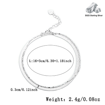 S925 Silver Blade Snake Bone Double Layer Bracelet Halloween Gift, 6-1/4 inch(16cm)