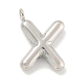 Non-Tarnish 304 Stainless Steel Pendants, Letter Charm, Stainless Steel Color, Letter X, 16.5x11.5x3mm, Hole: 2mm