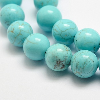 Natural Howlite Beads Strands, Dyed & Heated, Round, 8mm, Hole: 1mm, about 47pcs/strand, 15.3 inch(39cm).