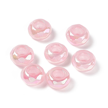 Opaque Acrylic Beads, AB Color, Faceted, Rondelle, Pink, 13x7.2mm, Hole: 5.8mm
