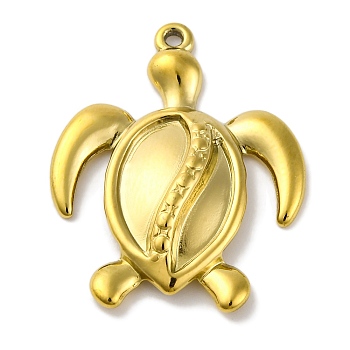 Ion Plating(IP) 304 Stainless Steel Pendants, Sea Turtle Charm, Real 18K Gold Plated, 30x24x4mm, Hole: 1.5mm