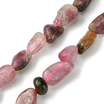 Natural Tourmaline Beads Strands, Nuggets Shape, 6x8mm, Hole: 1mm, about 59pcs/strand, 15.55''(39.5cm)