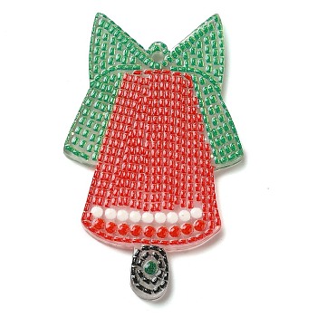 Christmas Theme Double-sided Printed Acrylic Pendants, Colorful, Christmas Bell, 41.5x25.5x2.5mm, Hole: 1.5mm