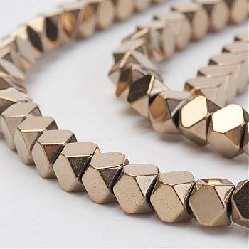Electroplate Non-Magnetic Synthetic Hematite Strands, Polygon, Grade A, Antique Bronze Plated, 4x4mm, Hole: 1mm, about 97pcs/strand, 16.22 inch