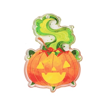 Halloween Theme Opaque Acrylic Pendants, Pumpkin, 29.5x41x1.8mm, Hole: 2.2mm