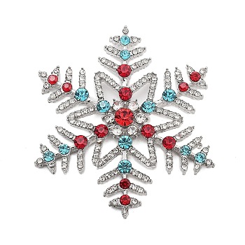 Christmas Alloy Rhinestone Cabochons, Golden, Snowflake, 53x47x6mm