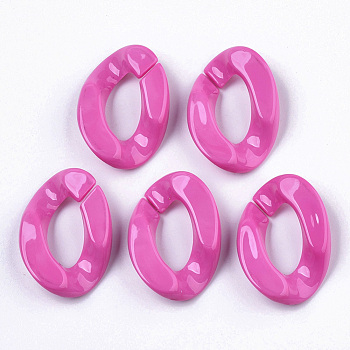 Opaque Acrylic Linking Rings, Quick Link Connectors, for Curb Chains Making, Twist, Deep Pink, 30x21x6mm, Inner Diameter: 16x8mm