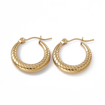 201 Stainless Steel Hoop Earrings with 304 Stainless Steel Pins for Women, Golden, 20.5x20x3.7mm, Pin: 0.7~0.8mm