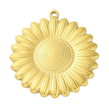 Real 18K Gold Plated Flower 304 Stainless Steel Pendants