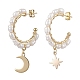 Moon & Star Natural Pearl Dangle Half Hoop Earrings(EJEW-JE05895-01)-1