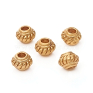 Brass Beads, Long-Lasting Plated, Matte Style, Rondelle, Real 18K Gold Plated, 5x3.8mm, Hole: 1.8mm(KK-G390-17MG)