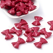 Opaque Acrylic Beads, Faceted, Bowknot, Deep Pink, 19x26x7mm, Hole: 3mm, about 300pcs/500g(SACR-543-21)