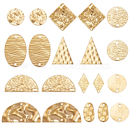 60Pcs 10 Styles Brass Connector Charms, Geometric Links, Textured, Flat Round & Triangle & Rhombus, Mixed Shapes, Raw(Unplated), 12.5~20.5x8~29x0.6~3mm, Hole: 1.2~1.8mm, 6pcs/style(KK-BC0011-17)