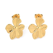 304 Stainless Steel Stud Earrings, Flower, Real 14K Gold Plated, 17.5x16mm(EJEW-P258-10G)