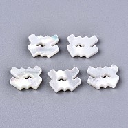 Natural White Shell Beads, Mother of Pearl Shell Beads, Top Drilled Beads, Constellation/Zodiac Sign, Aquarius, 8.5x11.5x2.5mm, Hole: 0.8mm(SSHEL-ZX004-02L)